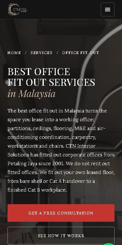 Digital Marketing Agency | ZenWeb Malaysia CTN Interior Solutions website on a phone