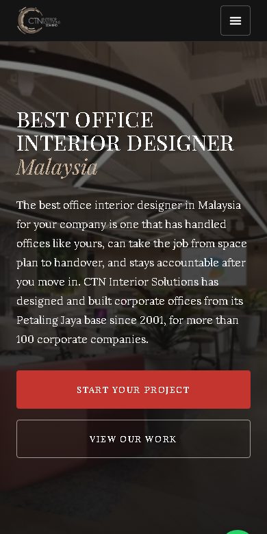 Digital Marketing Agency | ZenWeb Malaysia CTN Interior Solutions website on a phone