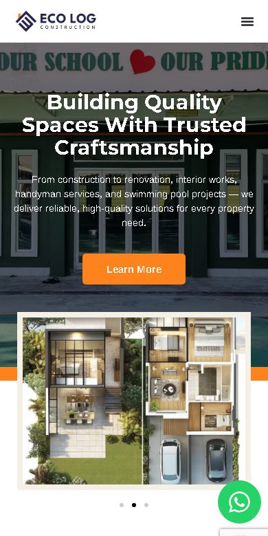 Digital Marketing Agency | ZenWeb Malaysia Eco Log Construction website on a phone