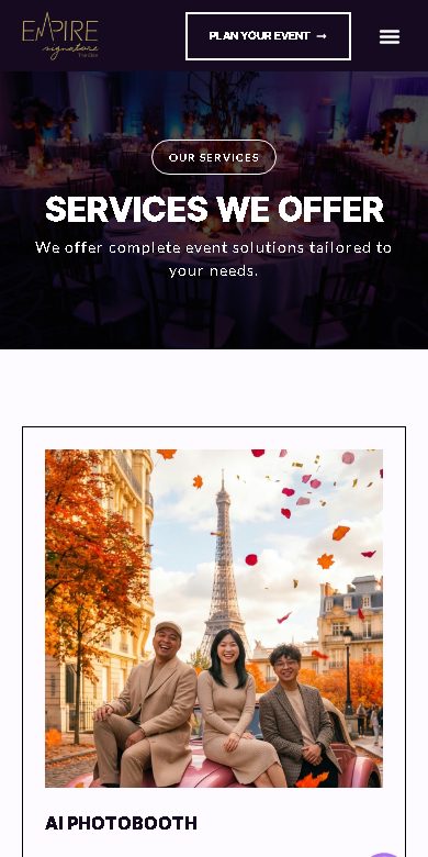 Empire Signature website on a phone