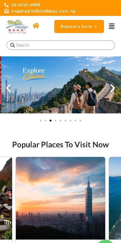 Digital Marketing Agency | ZenWeb Malaysia Hello Holidays website on a phone