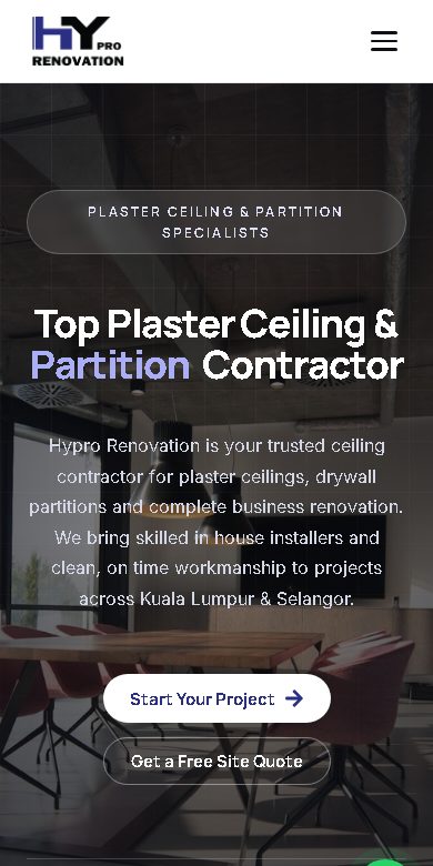Digital Marketing Agency | ZenWeb Malaysia Hypro Construction & Renovation website on a phone