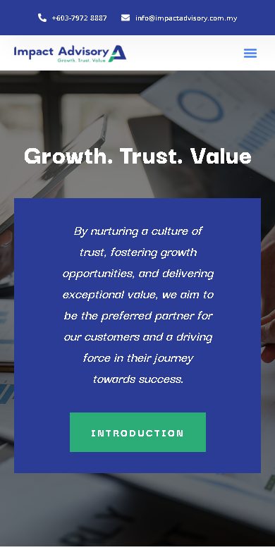 Digital Marketing Agency | ZenWeb Malaysia Impact Advisory website on a phone
