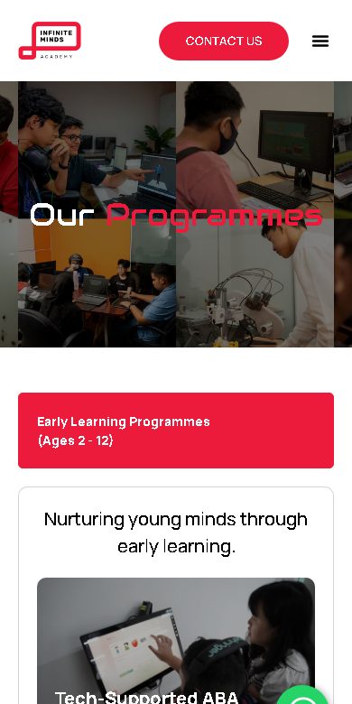 Digital Marketing Agency | ZenWeb Malaysia Infinite Minds Academy website on a phone