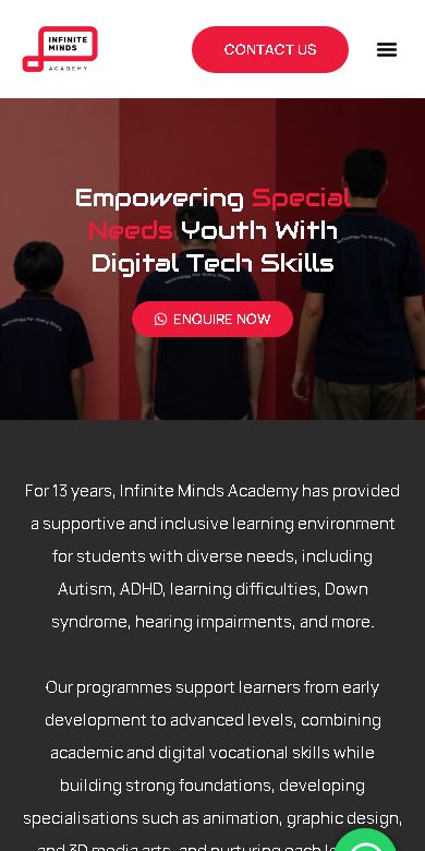 Digital Marketing Agency | ZenWeb Malaysia Infinite Minds Academy website on a phone