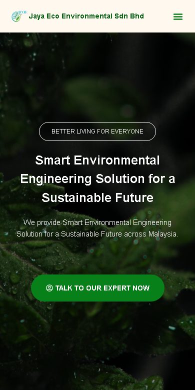 Jaya Eco Environmental website on a phone