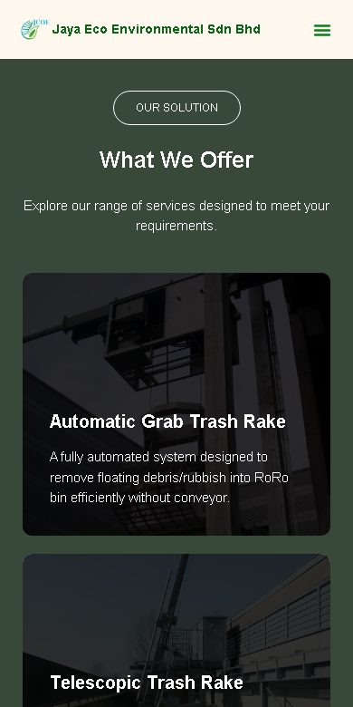 Jaya Eco Environmental website on a phone