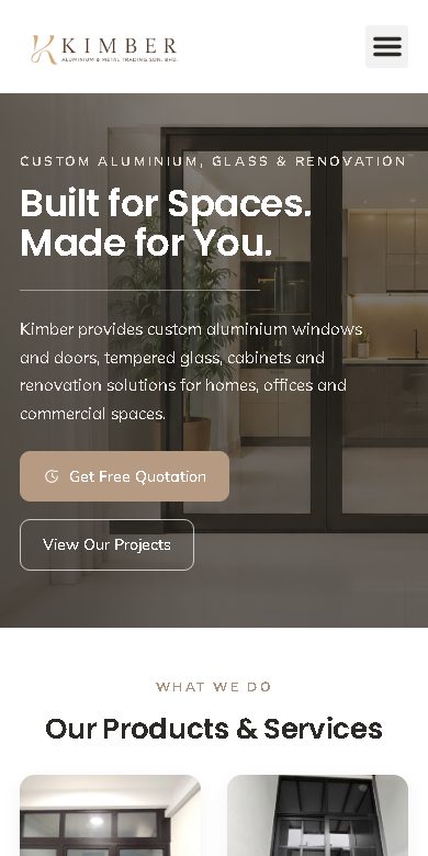 Digital Marketing Agency | ZenWeb Malaysia Kimber Aluminium website on a phone