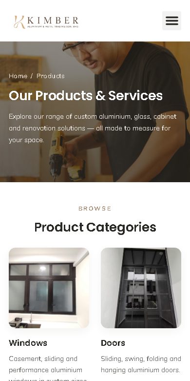 Digital Marketing Agency | ZenWeb Malaysia Kimber Aluminium website on a phone