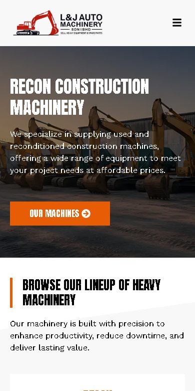 Digital Marketing Agency | ZenWeb Malaysia L&J Auto Machinery website on a phone