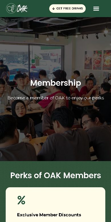 OAK Kopitiam website on a phone