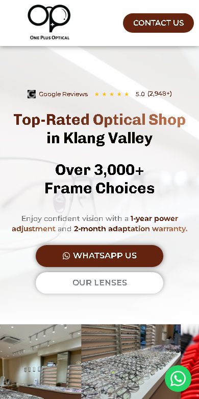 Digital Marketing Agency | ZenWeb Malaysia One Plus Optical website on a phone