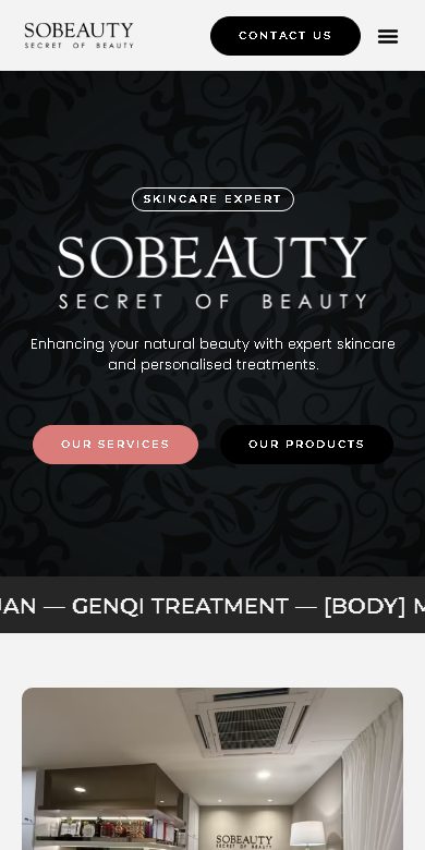 SO Beauty website on a phone
