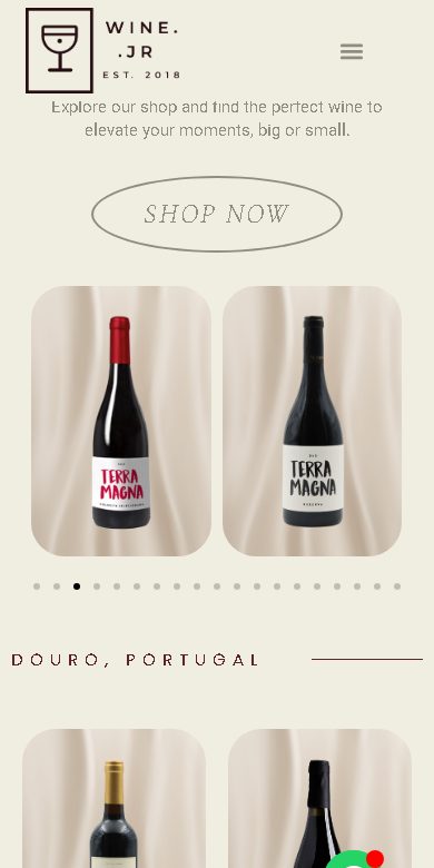 Wine JR website on a phone