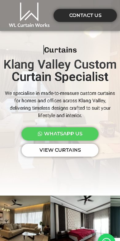 Digital Marketing Agency | ZenWeb Malaysia WL Curtain Works website on a phone