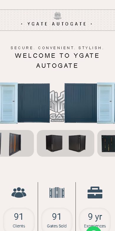 YGATE Autogate website on a phone