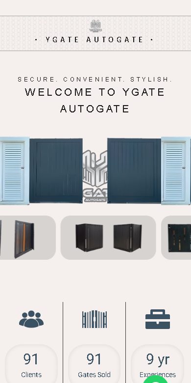 YGATE Autogate website on a phone
