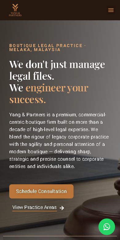 Yang & Partners website on a phone