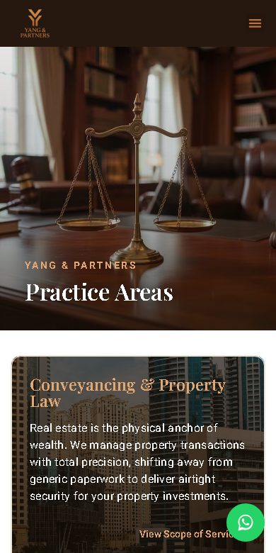 Yang & Partners website on a phone