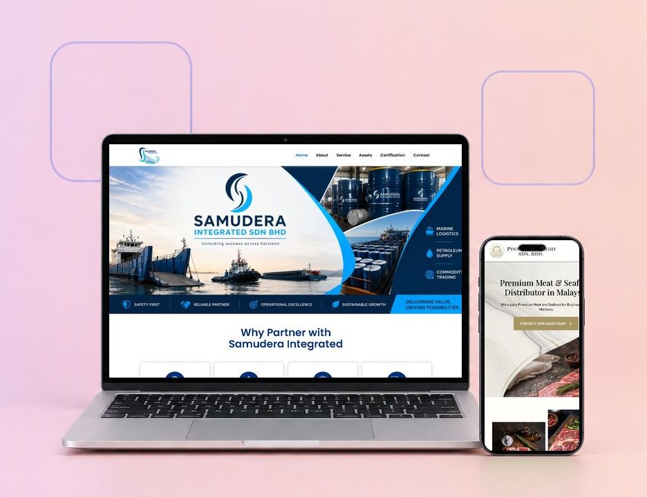 Digital Marketing Agency | ZenWeb Malaysia Client websites designed by ZenWeb on a laptop and a phone