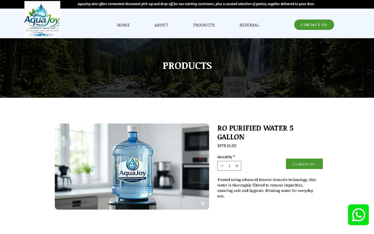 Digital Marketing Agency | ZenWeb Malaysia Product page of the AquaJoy website