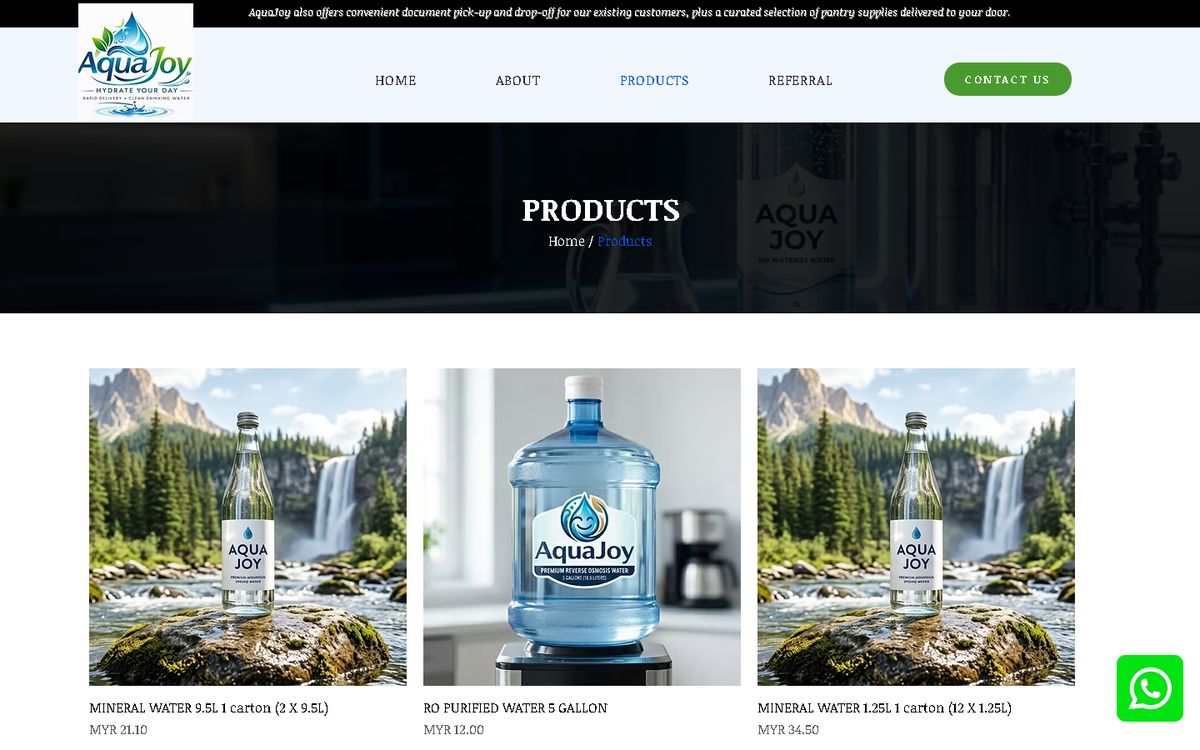 Digital Marketing Agency | ZenWeb Malaysia Products of the AquaJoy website