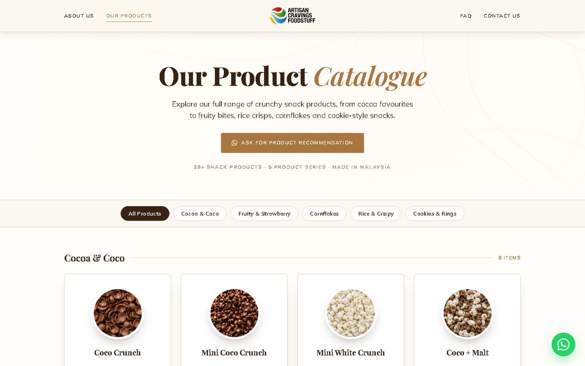 Digital Marketing Agency | ZenWeb Malaysia Our Products of the Artisan Cravings Foodstuff website
