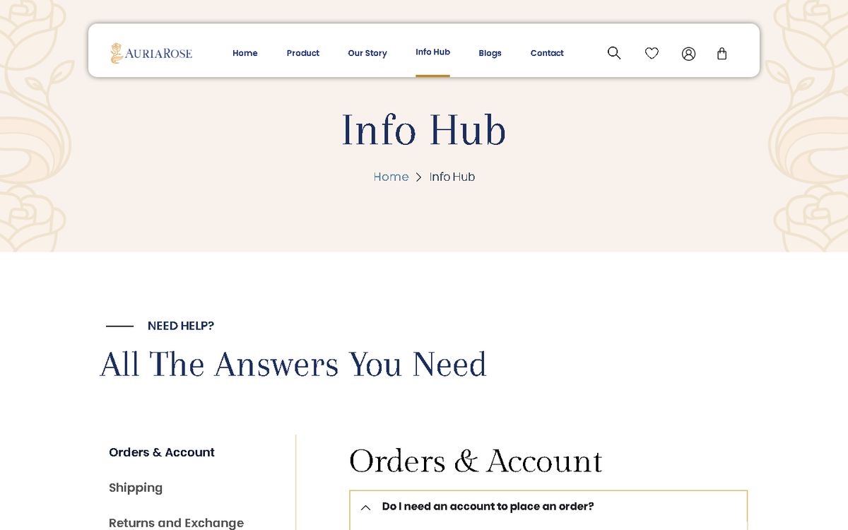 Info Hub of the Auria Rose website