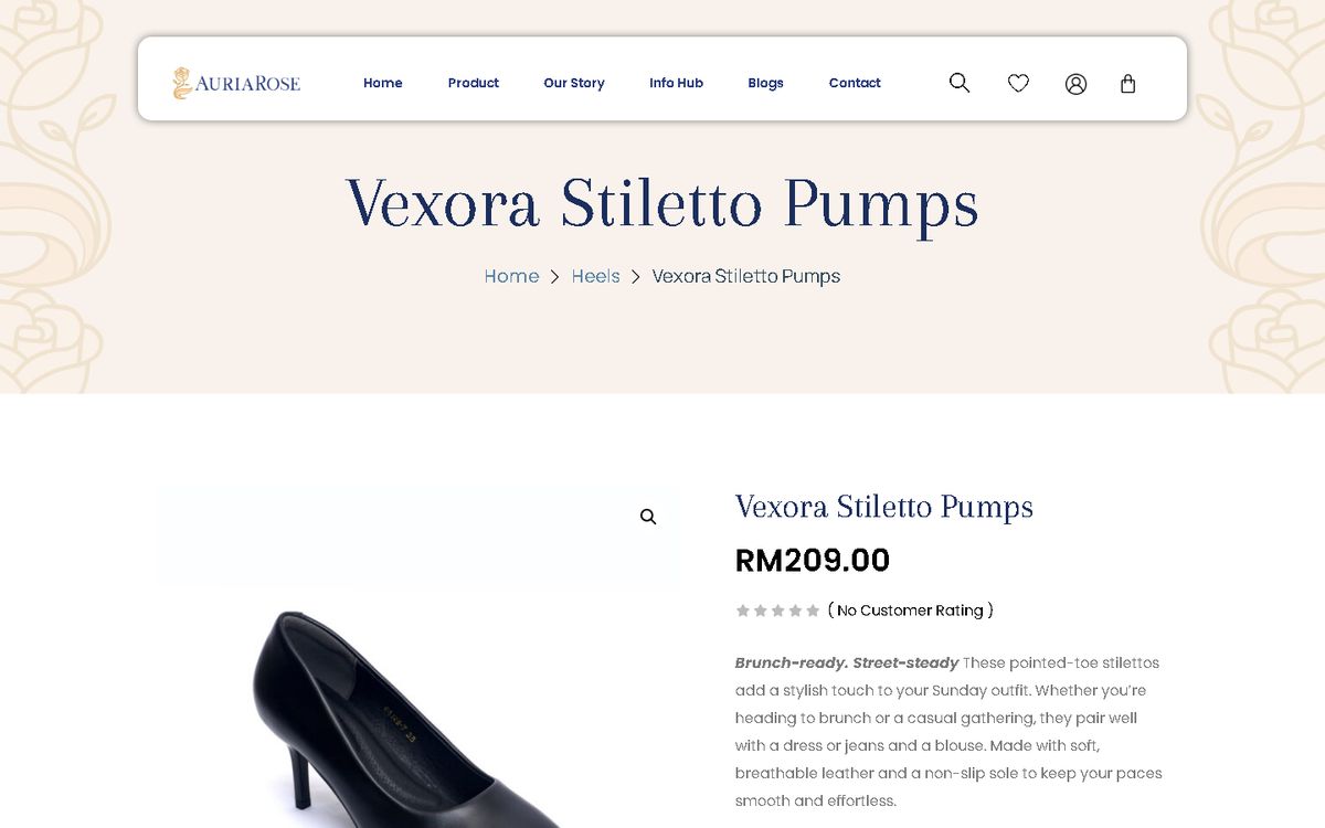 Product page of the Auria Rose website