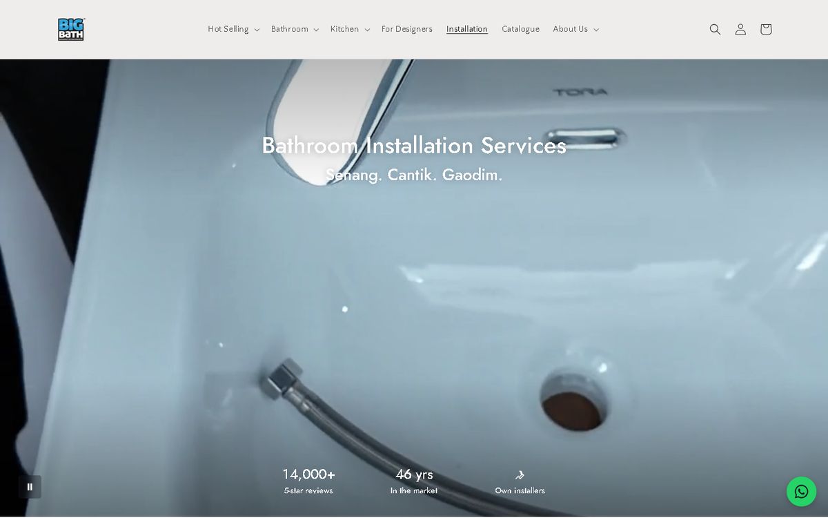 Digital Marketing Agency | ZenWeb Malaysia Installation of the Big Bath website