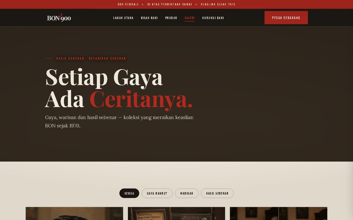 Galeri (gallery) of the BON 900 website