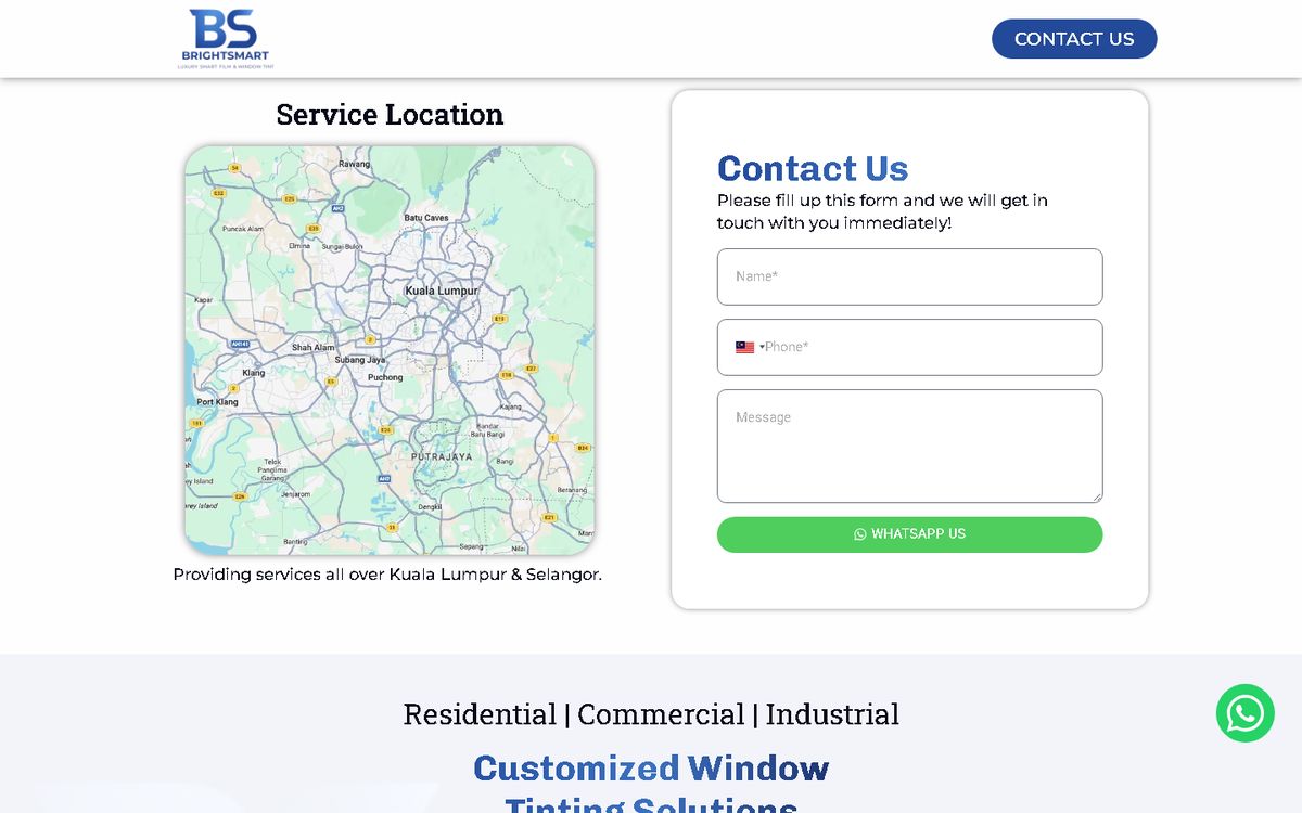 Quote form of the Bright Smart website