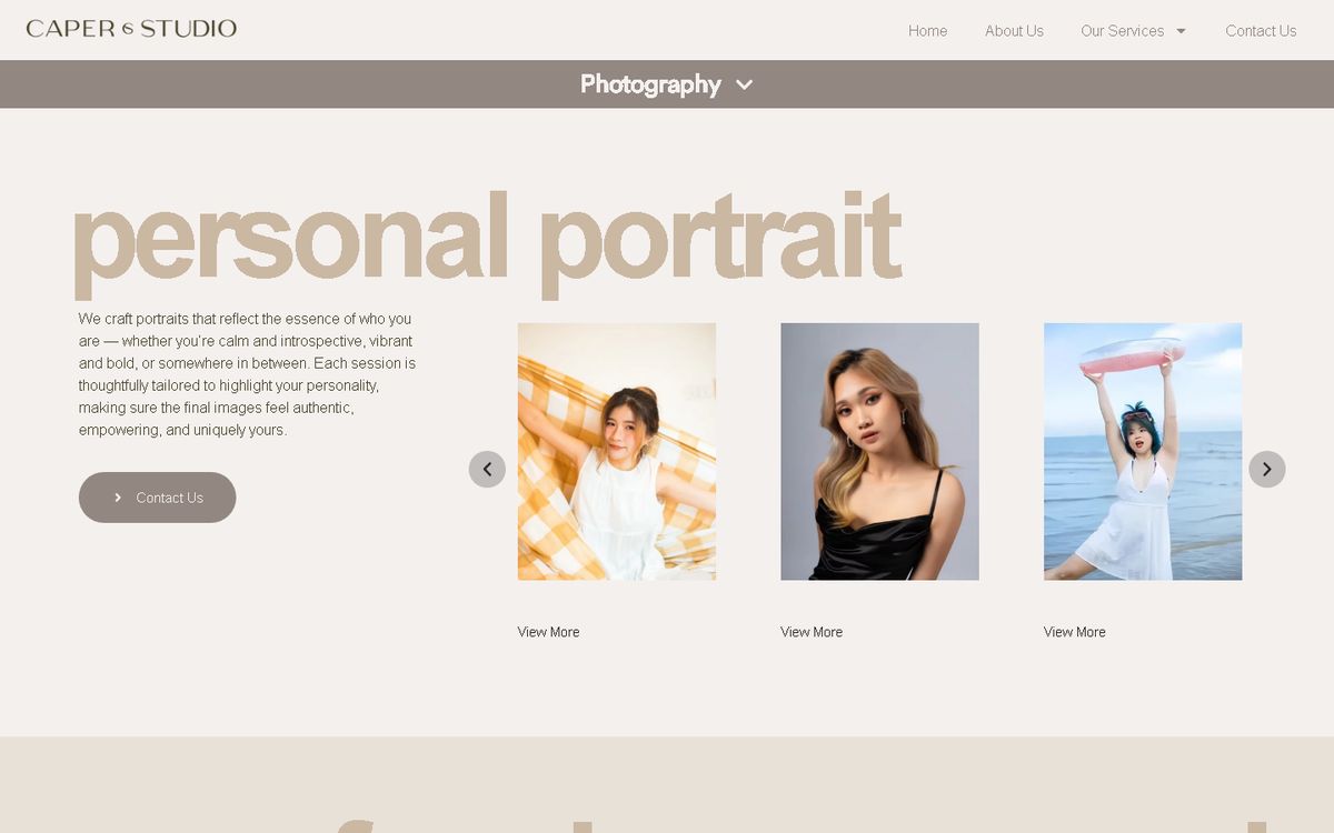 Digital Marketing Agency | ZenWeb Malaysia Photography of the Caper Studio website