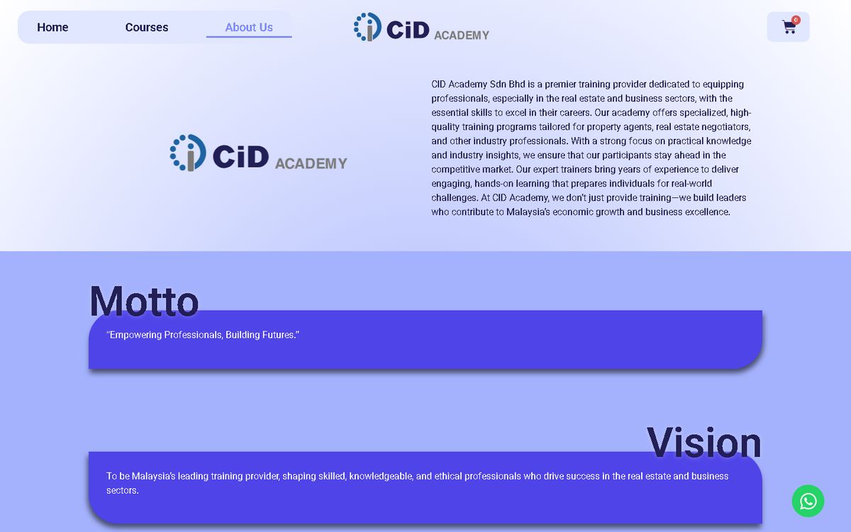 About Us of the CiD Academy website