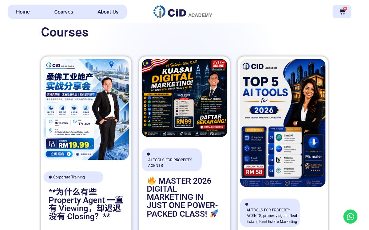 Courses of the CiD Academy website
