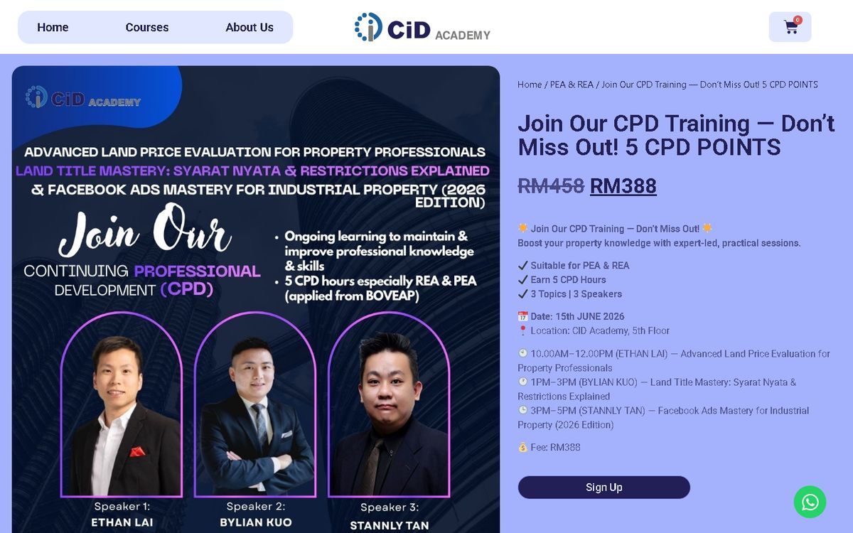 CPD class page of the CiD Academy website