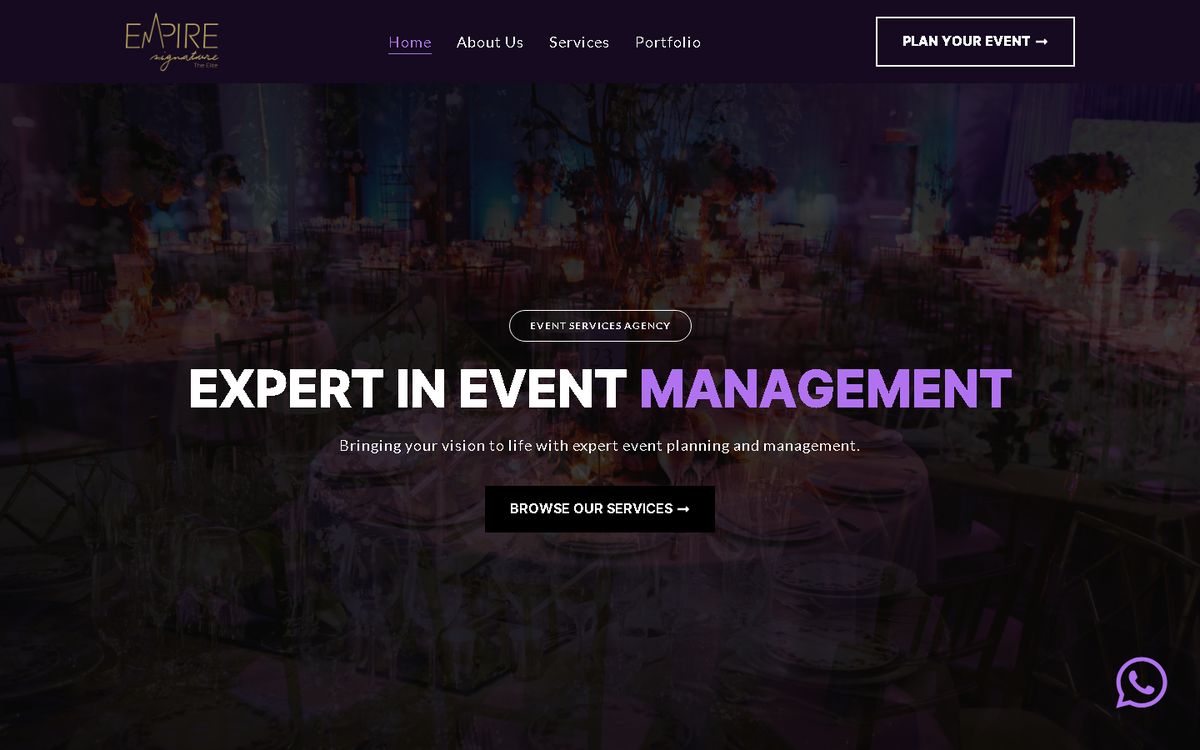 Home page of the Empire Signature website
