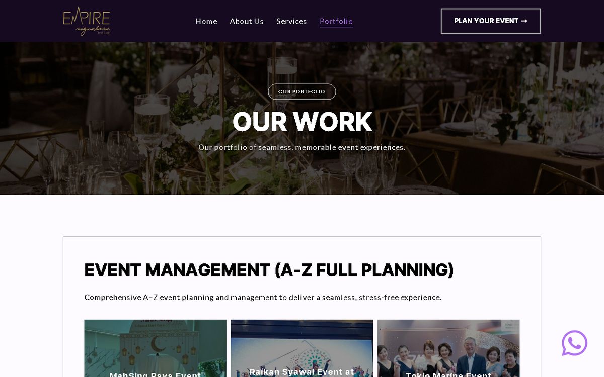 Portfolio of the Empire Signature website