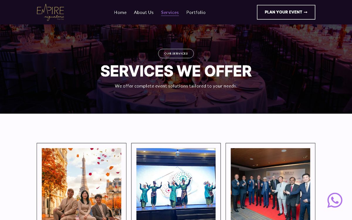 Services of the Empire Signature website