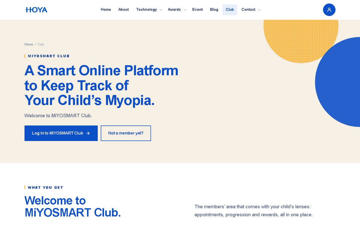 Club of the HOYA Lens Malaysia website
