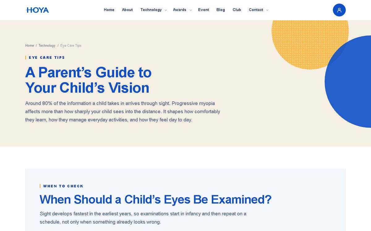 Eye Care Tips of the HOYA Lens Malaysia website