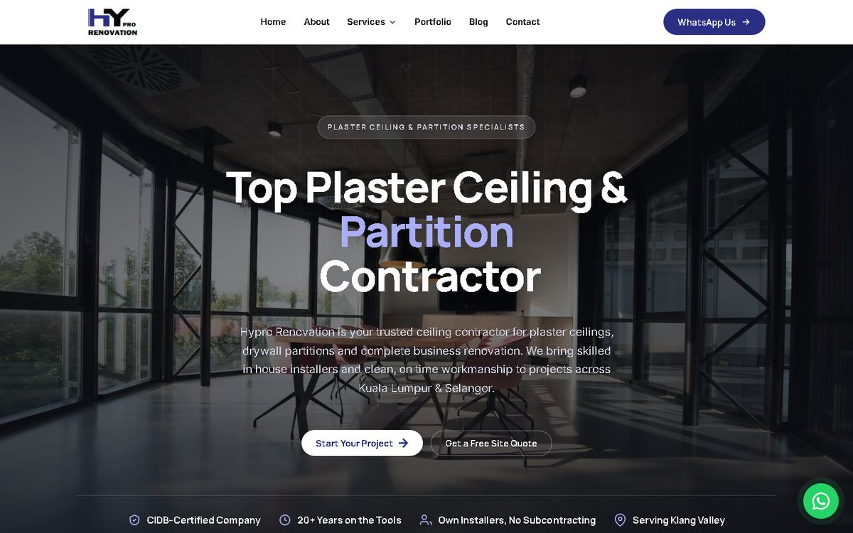 Digital Marketing Agency | ZenWeb Malaysia Home page of the Hypro Construction & Renovation website