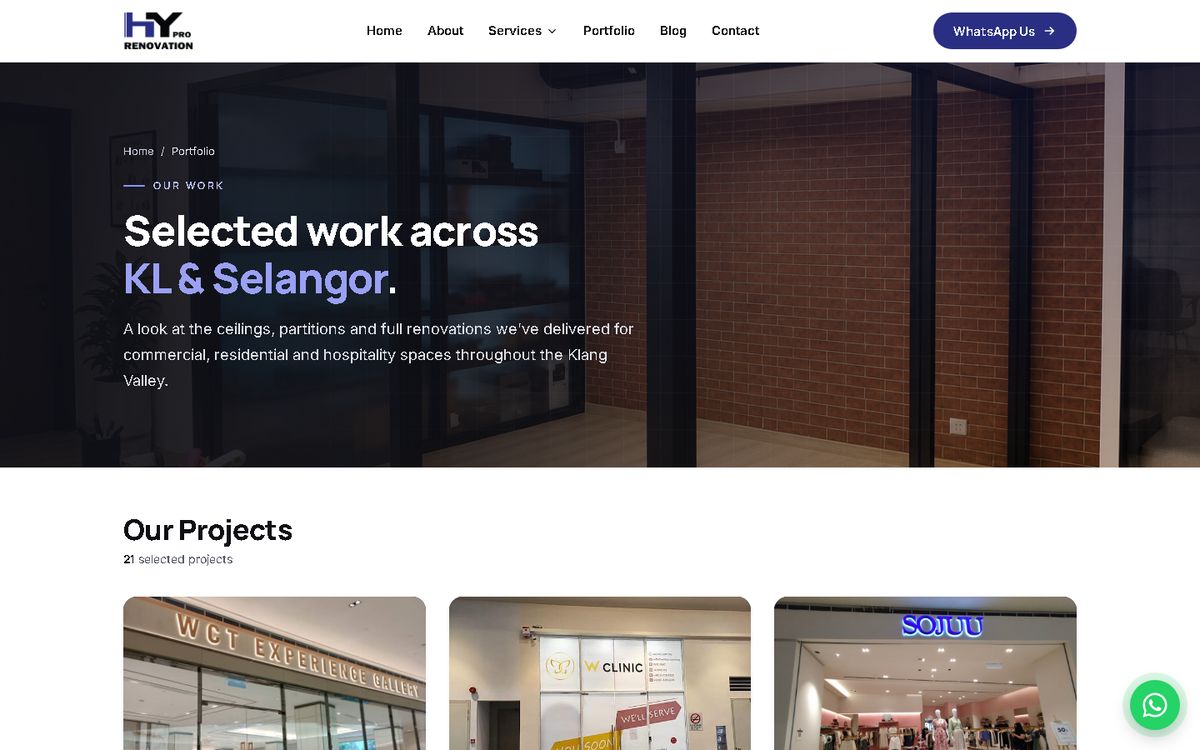Digital Marketing Agency | ZenWeb Malaysia Portfolio of the Hypro Construction & Renovation website
