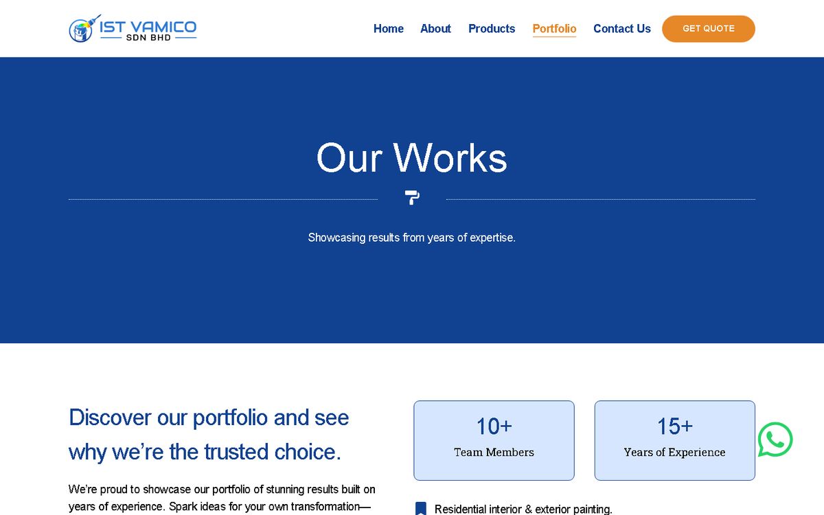Portfolio of the IST Vamico website
