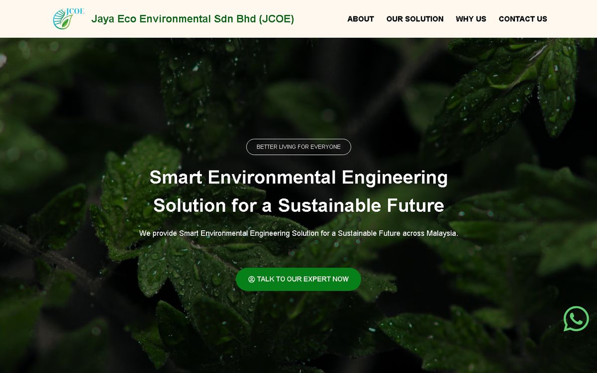 Home page of the Jaya Eco Environmental website