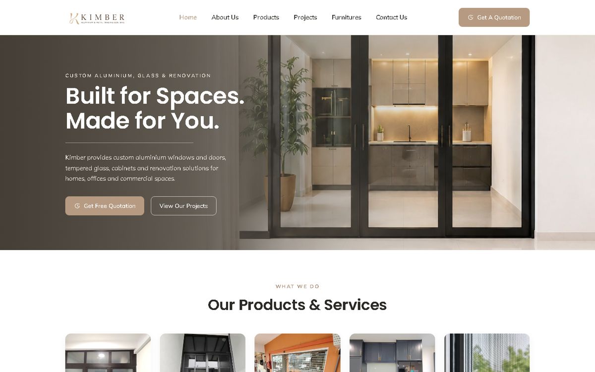 Digital Marketing Agency | ZenWeb Malaysia Home page of the Kimber Aluminium website