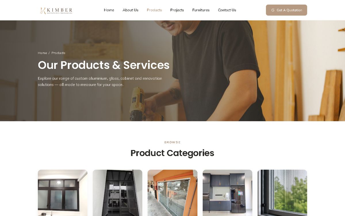 Digital Marketing Agency | ZenWeb Malaysia Products of the Kimber Aluminium website