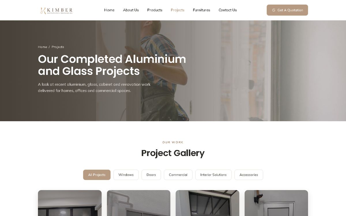 Digital Marketing Agency | ZenWeb Malaysia Projects of the Kimber Aluminium website