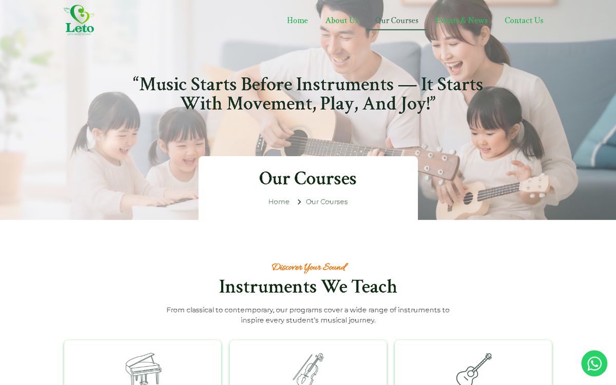 Digital Marketing Agency | ZenWeb Malaysia Our Courses of the Leto Music Academy website