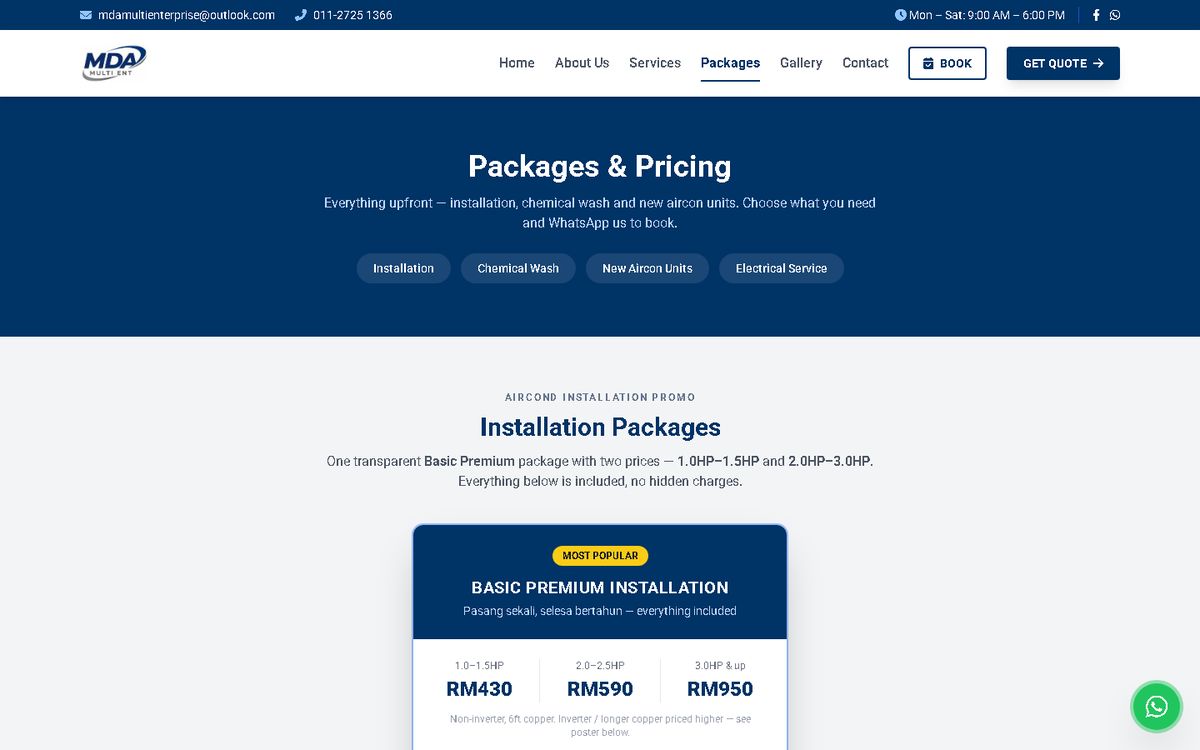 Digital Marketing Agency | ZenWeb Malaysia Packages of the MDA Multi Enterprise website